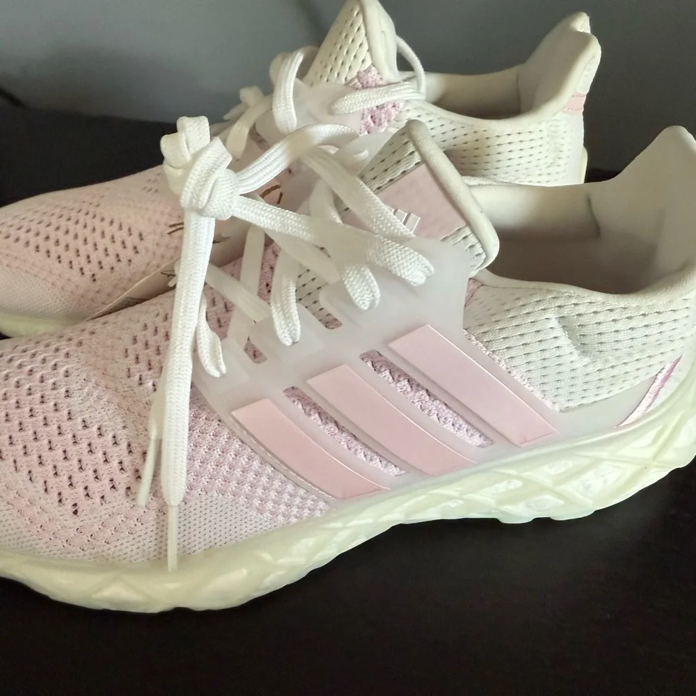 adidas Women's Light Pink and Cream Sneakers - Picture 9 of 10